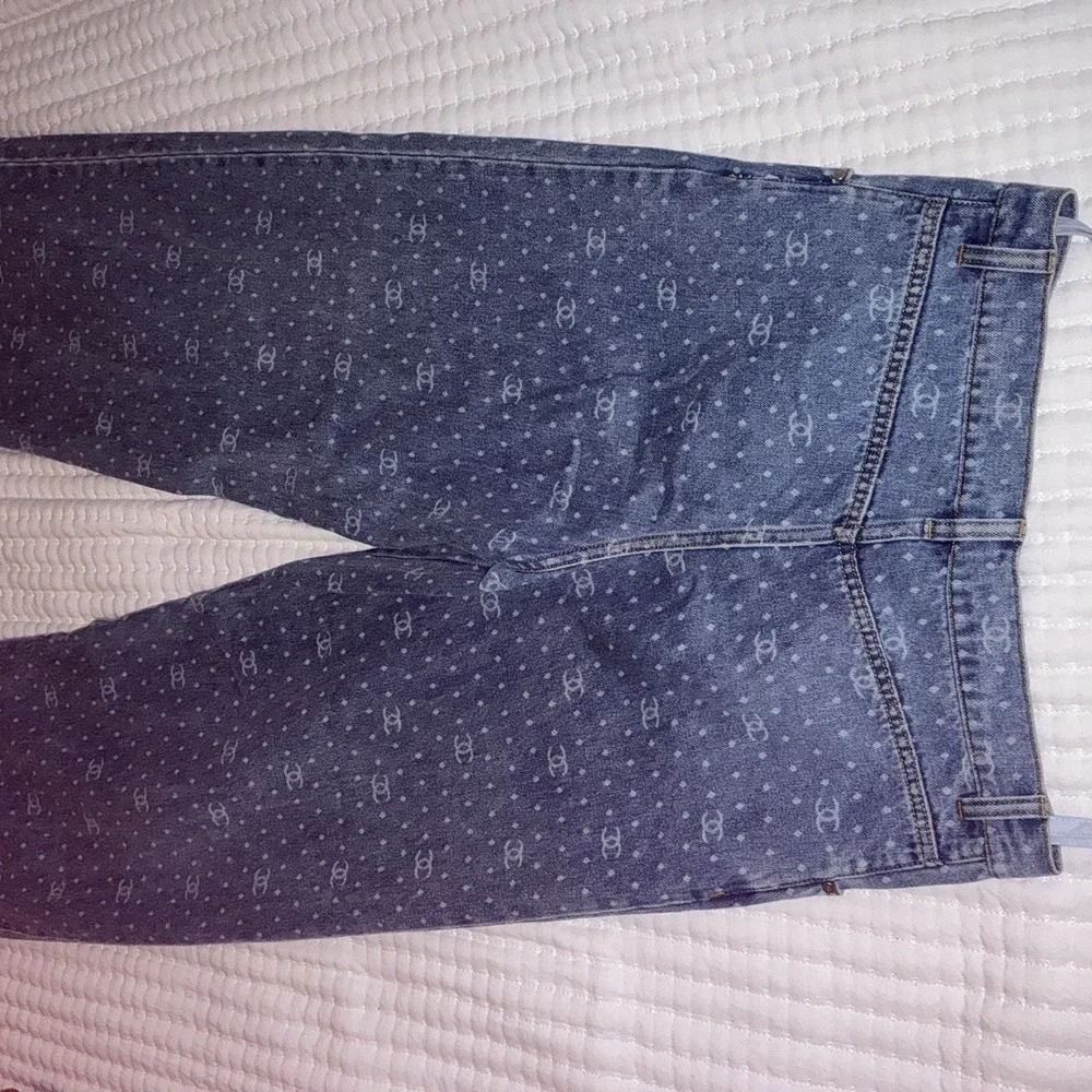 Chanel Blue Polkadot Denim‎ Pants size 36